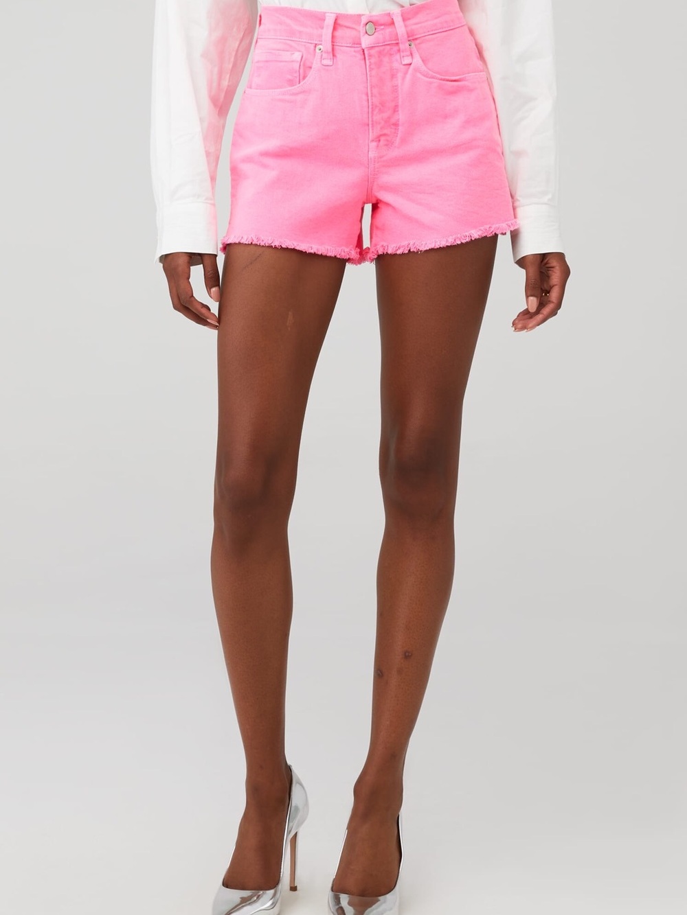 Good American size 27 Women's High-Rise Pink Denim Shorts